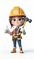 Fototapeta premium Construction worker character studio environment 3d illustration positive vibes engaging design