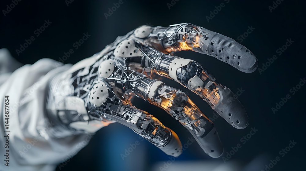 Aufkleber a futuristic robotic hand detailed and advanced. it could represent prosthetics or advanced robotics