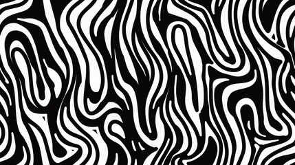Black and white wavy stripes seamless pattern.