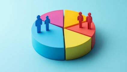 Pie chart with people representing market segments