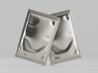 Mockup silver foil pouches