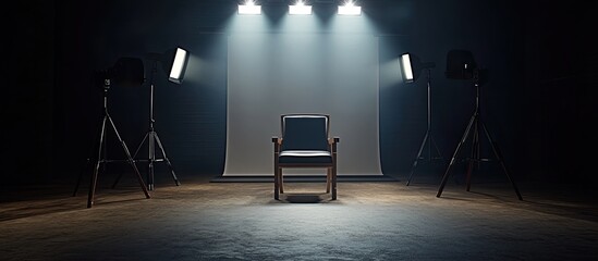 Studio setup chair, lights, backdrop