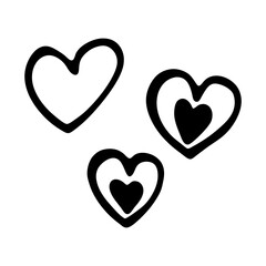 Heart doodles vector illustration for valentine's day and love themed designs and romantic projects ideas silhouette