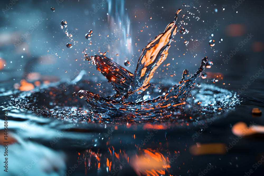 Aufkleber a macro photograph capturing a dynamic water splash. it mimics a butterfly's shape. a captivating ar