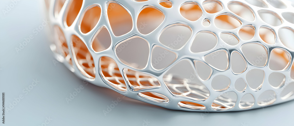 Aufkleber a shiny metallic organic structure with an intricate open design. suggests a futuristic decorative e