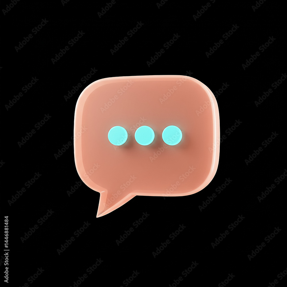 Poster peach speech bubble showing typing status on black background
