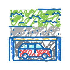 underground parking icon doodle illustration
