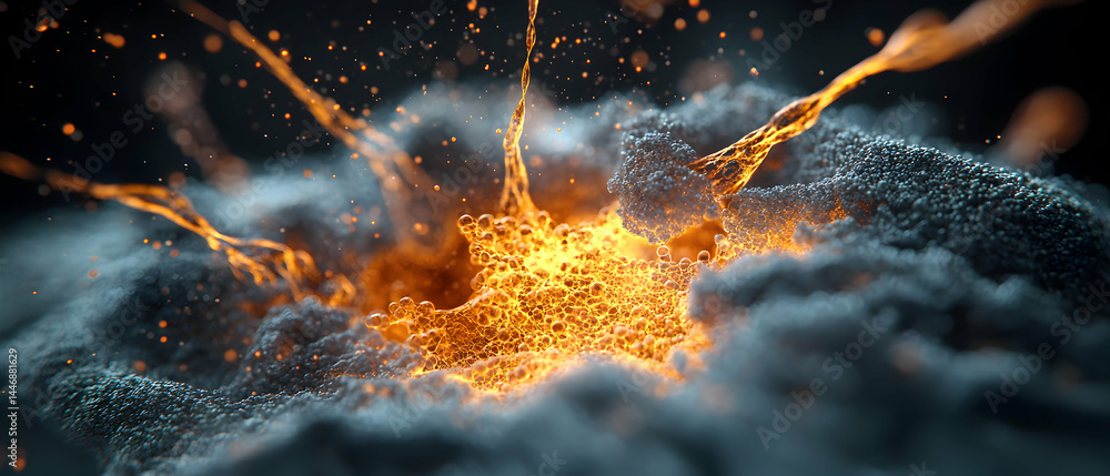 Poster abstract art showing fiery liquid and smoky elements. use this for backgrounds advertising science o