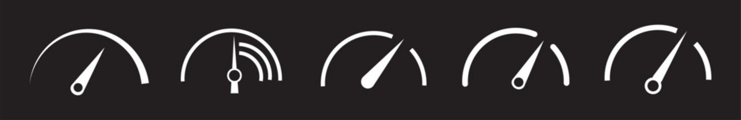 Dashboard speedometer icons set. Tachometer icon isolated. Speedometer, tachometer icon. Speed indicator vector icons 