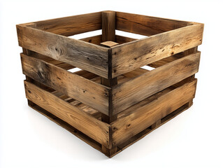 Wooden crate isolated on white background