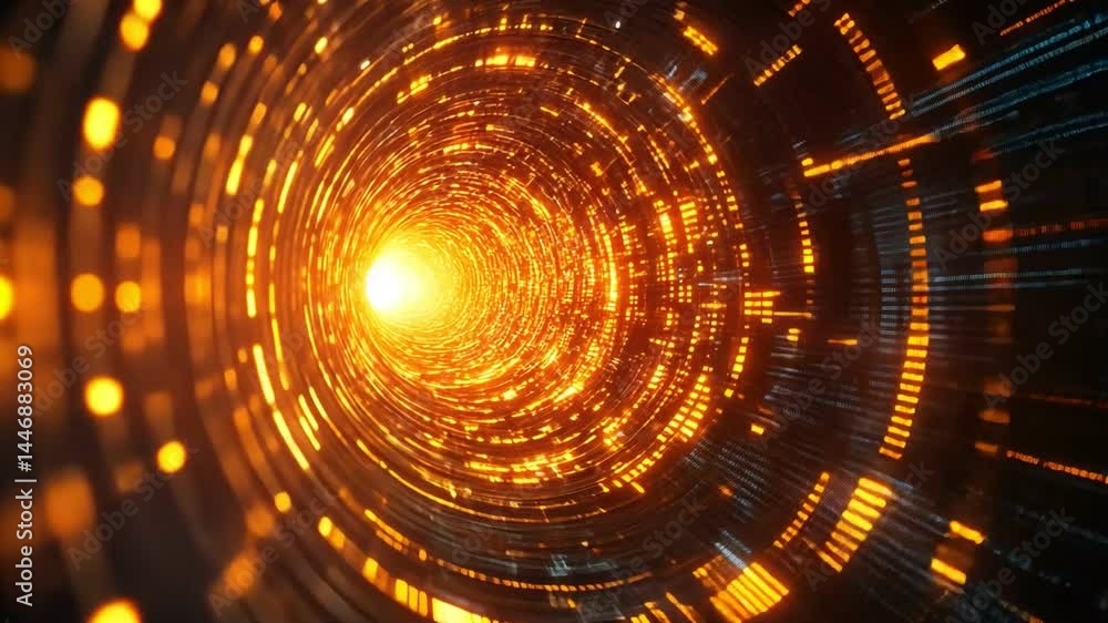 Aufkleber vibrant abstract tunnel of light mesmerizing orange and blue elements create dynamic visual experien