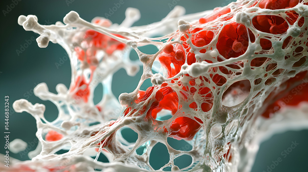 Poster microscopic view of biological structure. could represent a damaged cell a type of pathogen or a clu