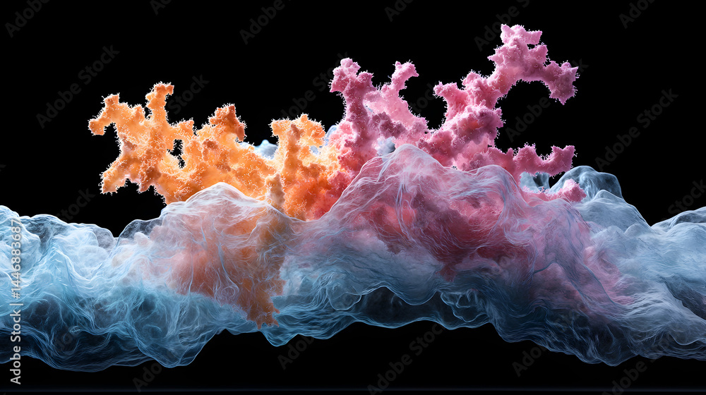 Poster abstract artwork with coral-like structures. perfect for digital art projects. could enhance website