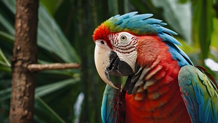 Obraz premium A very beautiful macaw perched on a branch.