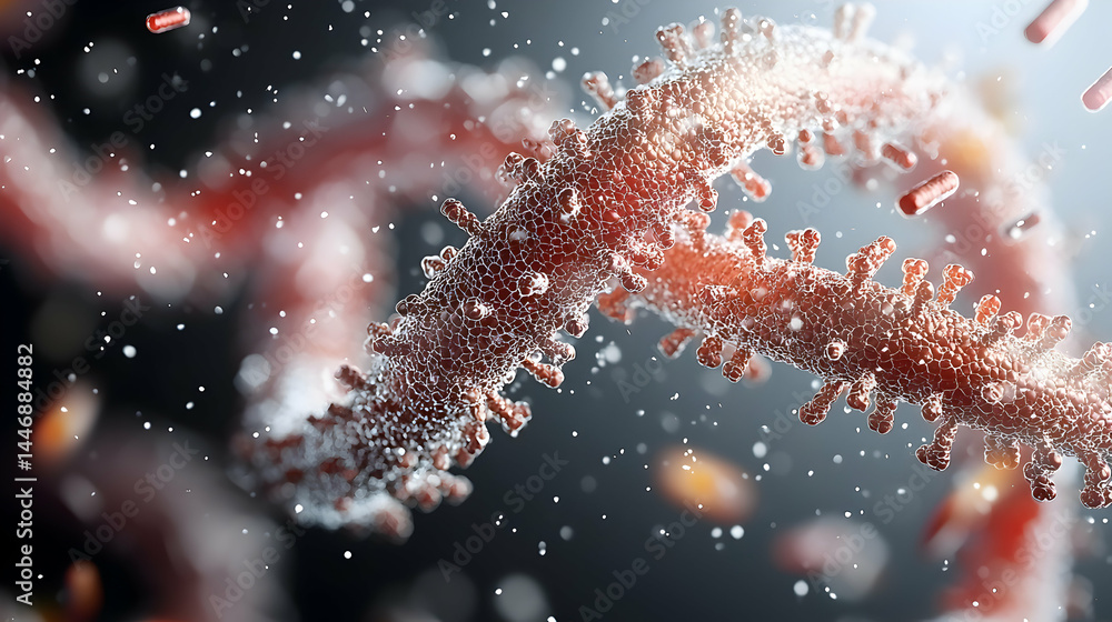 Poster microscopic view of a virus-like structure perfect for science medical and educational illustrations