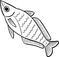 hand drawn cartoon illustration of a fish.