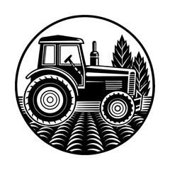 Farm tractor silhouette graphic design