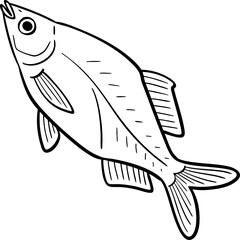 hand drawn cartoon illustration of a fish.