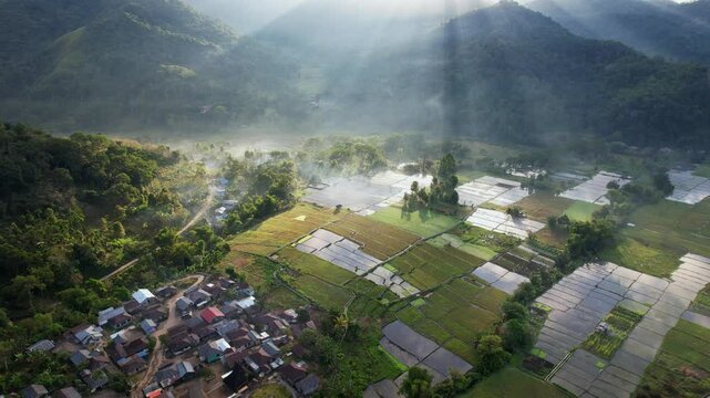 Aerial drone footage of Moni Valley in Flores Indonesia. This is the gateway destination for visiting mount Kelimutu and the superb 3 color lakes