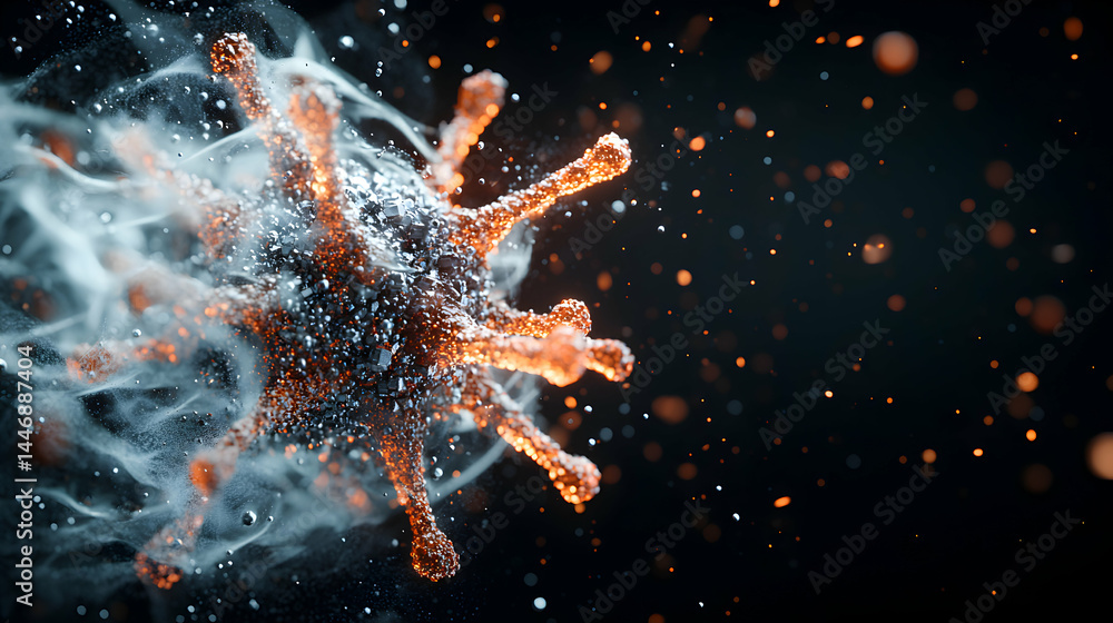 Poster an abstract depiction of a virus cell. great for science or medical presentations. perfect for educa