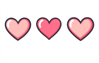 Three hearts in shades of pink