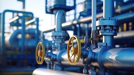 Obraz premium Pipelines in oil industry plants