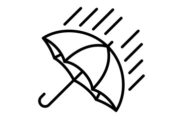 雨と傘のシンプルアイコンベクターイラスト