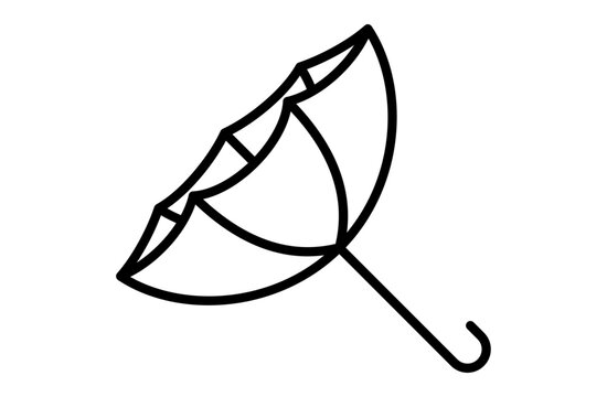 強風で煽られる傘のシンプルアイコンベクターイラスト