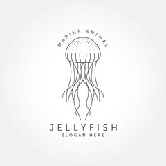 Jelly fish logo icon vector. Line Art Style design