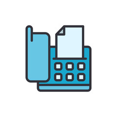 Fax colored icons, minimalist vector illustration ,simple transparent graphic element .Isolated on white background