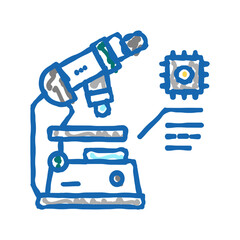 researching microscope semiconductor manufacturing icon doodle illustration