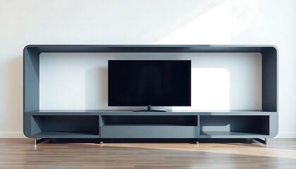 flat screen tv sitting on top of a black entertainment center