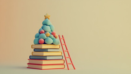 Christmas tree on books
