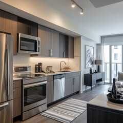 Open Concept Kitchen with Sleek Cabinets, Modern Appliances, and Spacious Layout