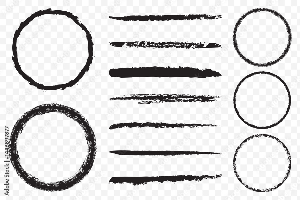 Poster hand drawn circle line sketch set. circular vector image. hand drawn circle with doodle patterns. ve