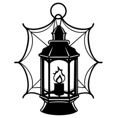 Halloween lantern with spider web vector illustration perfect for holiday themed designs and spooky decorations isolated on transparent background