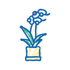 flower in pot icon doodle illustration