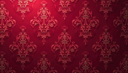 Elegant floral damask pattern in rich burgundy hues , pattern, surface pattern, home