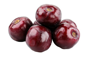 Obraz premium Group of dark, glossy plums arranged in a stack, showcasing their rich color and plumpness.