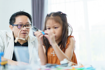 Group of diverse children enjoy learning about the STEM.
