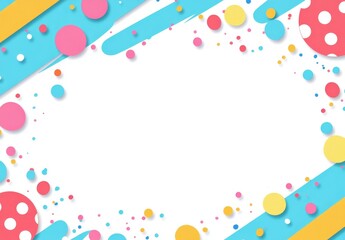 Colorful, playful, abstract frame with circles and lines