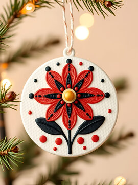 cute nordic folk art abstract flower ornament