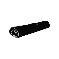 Rolled Up Black Mat or Carpet Simple Icon Illustration Design