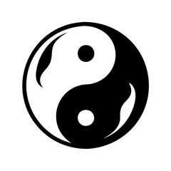 Yin and Yang Symbol Black and White Circular Design Representing Balance Harmony and Duality