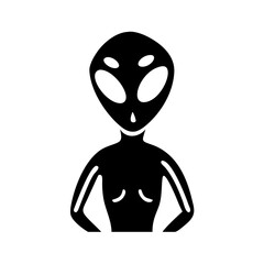Silhouette of a Female Grey Alien from Outer Space Standing Erect