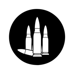 Black and white icon of ammunition cartridges with a distinctive circle shape