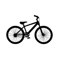Obraz premium Silhouette of a bicycle with a dark frame and white background