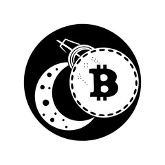 Bitcoin lunar eclipse, space exploration and cryptocurrency growth concept illustration