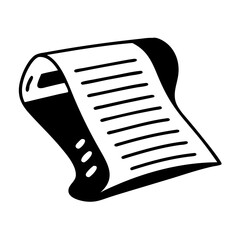 Stylized Illustration of a Curled Document with Lines Representing Text