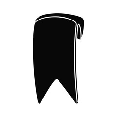 Stylized Black Ribbon Bookmark with unique shape and folded top section